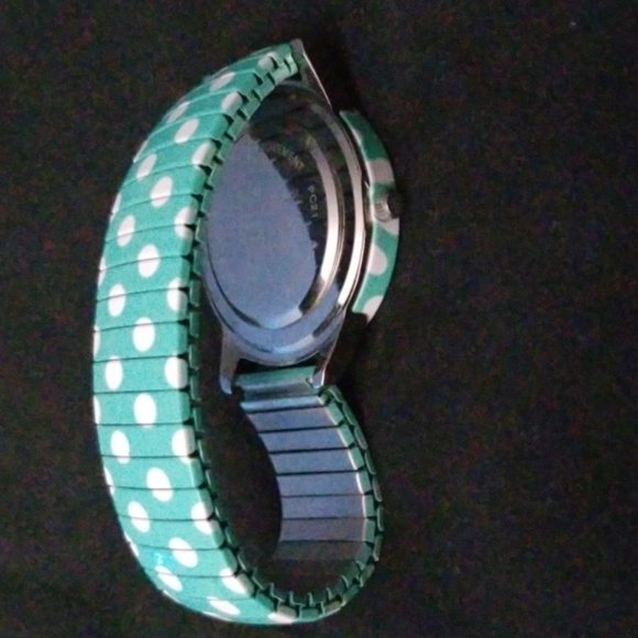 Isaac Mizrahi aqua & white dot stretch watch - Picture 3 of 3